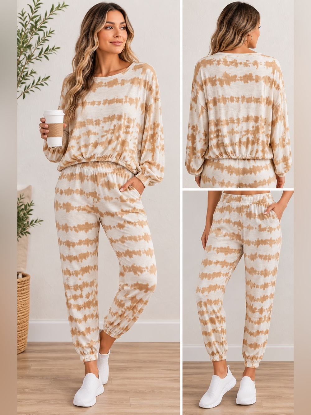 Mustard Seed Tie Dye Lounge Set Small Oversized Top Jogger Pants NWT